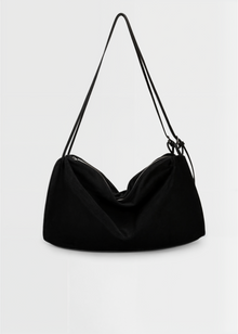 Damen Wildleder Umhängetasche – Vegane Schultertasche Elegant & Kompakt – Schwarz