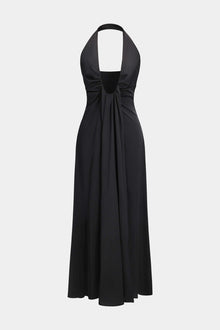 Amelia | Schwarz Elegantes Halterneck-Maxikleid – Zeitlose Abend-Eleganz – Schwarz