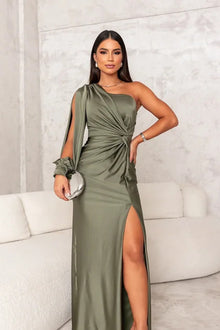Adah - Elegantes Damen Maxikleid Lang Stilvoll – Dunkelgrün
