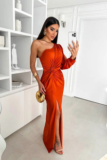 Adah - Elegantes Damen Maxikleid Lang Stilvoll – Orange