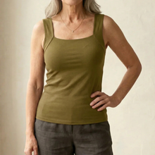 Neda - Ärmelloses Tanktop Mit Quadratischem Ausschnitt – Olivgrün