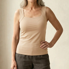 Neda - Ärmelloses Tanktop Mit Quadratischem Ausschnitt – Beige