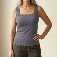 Neda - Ärmelloses Tanktop Mit Quadratischem Ausschnitt – Grau