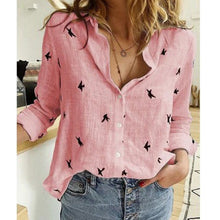 Damen lässige Sommerbluse – Rosa (mit Vögeln)