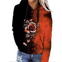 Oversize-Hoodie mit Blumenprint für Damen | Ideal für den Winter – Orange