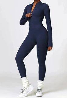 Athlora | Seamless Fit Aktiver Jumpsuit – Blauw