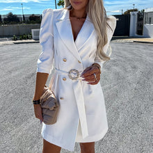 Damen Blazerkleid mit Gürtel – Eleganter Schnitt – Weiß
