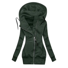 Damen-Kapuzenjacke | Asymmetrischer Reißverschluss | Figurbetonte Passform – Grün