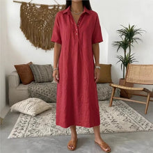 Bianca™ Kleid mit Klassischem Kragen und Knöpfen Vorne – Rot