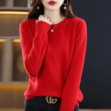 Erica - Ein Kaschmirpullover mit klassischem Rundhalsausschnitt – Rot