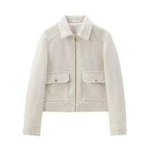 Kerstin | Damen Freizeit-Jacke mit Reißverschluss und Woll-Mix – Weiß