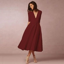 Norma™ – Damen Midikleid Elegante Raffinesse – Rot Wein