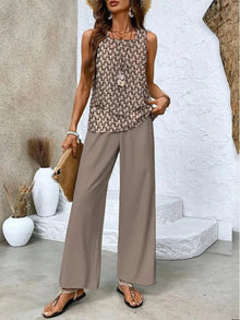 Analy – Set Aus ärmellosem Oberteil Und Weit Geschnittener Hose – Taupe
