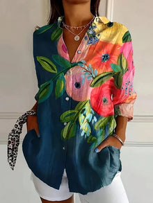 Damen Lässig Button Down Hemd | Leicht – Mehrfarbig
