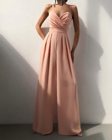 Eleganter Jumpsuit mit Spaghettiträgern für Damen – Apricot