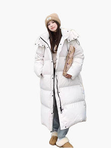 Daniela | Damen Oversized Langer Kapuzen Winter Puffer Mantel – Beige
