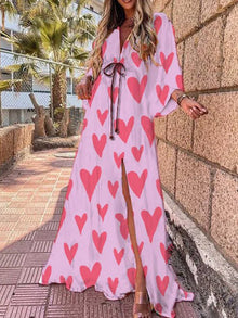 Kiana - Elegnat bedrucktes Beach Cover Up Kleid – Rosa