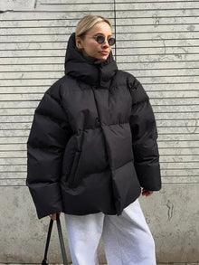 Romy | Dicker gesteppter Wintermantel für Frauen – Schwarz