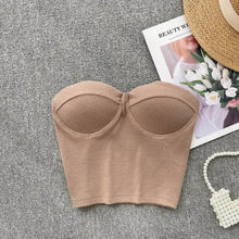 Bustier-Top mit Rippstruktur und geformten Cups für Damen – Khaki