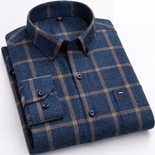 Herren Langarm Arbeit Hemd | Kariert – Navyblau