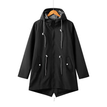 Damen Kapuze Wasserdichter Trenchcoat | Lässig – Schwarz