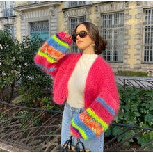 Modische Strickjacke für Damen | Offene Vorderseite – Rot