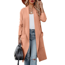 Langer Damen Cardigan mit Taschen – Bequemer und modischer Strickmantel für den Alltag – Hellrosa