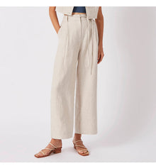 Jessyca - Hochgeschnittene Leinenhose – Beige