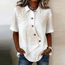 Celisse™ Bluse Mit Asymmetrischem Schnitt Und Knopfleiste – Weiß Gemustert