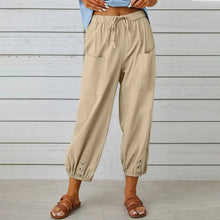 Kobe™ Baumwoll-Leinen-Hose mit Fronttaschen und verstellbarem Kordelzug – Khaki
