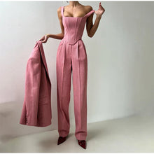 Eleganter Hosenanzug | Korsett-Top & Blazer | Zeitlose Raffinesse – Rosa
