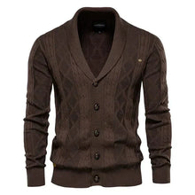 Herren-Cardigan mit Knopfleiste – Dunkelbraun