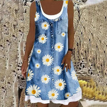 Natasza – Weiches Und Elegantes Jeanskleid – Gänseblümchen-Drucken