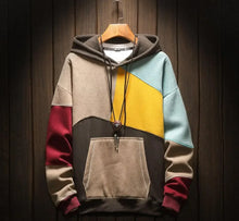 Mutiger Color-Block Freizeit-Hoodie für Herren – Braun Gelb Hellblau