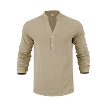 Orvian™ Hemd aus Premium-Leinen mit Minimalistischem Henley-Kragen – Khaki