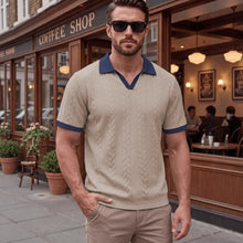 Windsor™ Polo Aus Strukturierter Strickware Mit Kontrastkragen – Khaki