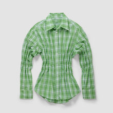 Raffinierte Bluse mit Raffung und Hemdkragen für Damen – Grün