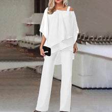 Regina - Hose mit Fledermausärmeln Unregelmäßiges Set – Weiß