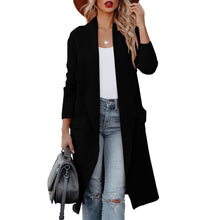Langer Damen Cardigan mit Taschen – Bequemer und modischer Strickmantel für den Alltag – Schwarz