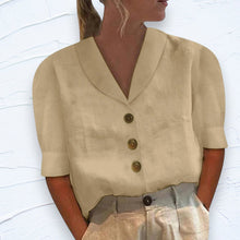 Joan | Top mit Kragen und Knöpfen – Beige