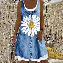 Natasza – Weiches Und Elegantes Jeanskleid – Große Margerite