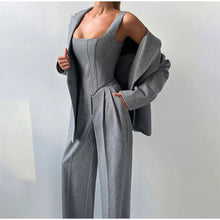 Eleganter Hosenanzug | Korsett-Top & Blazer | Zeitlose Raffinesse – Grau