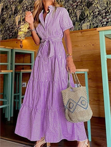 Liriane | Zeitloses Maxikleid mit Taillengürtel – Lila