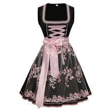 Elegantes Damen Dirndlkleid mit rosa Stickereien - Rosalia – Schwarz-Rosa