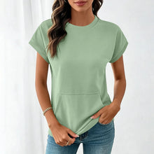 Elara™ T-Shirt Mit Leichtem Fall und Minimalistischem Design – Grün