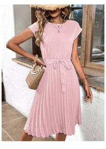 Anaiah - Schönes plissiertes Kleid für Frauen – Rosa