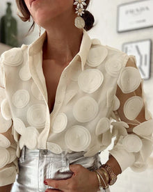 Dorothea™ – Damenbluse mit Eleganten Mustern für Festliche Anlässe – Weiß