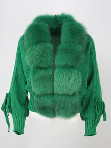 Lixx | Luxury Wintermantel für Damen mit echtem Fuchsfellkragen – grün