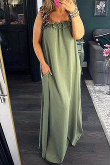 Ismara | Ruffled Strap Maxi Dress – Grün