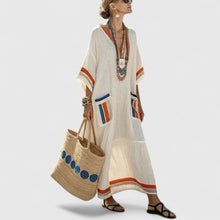 Alina | Damen Boho Taschen Maxi Kleid – A1